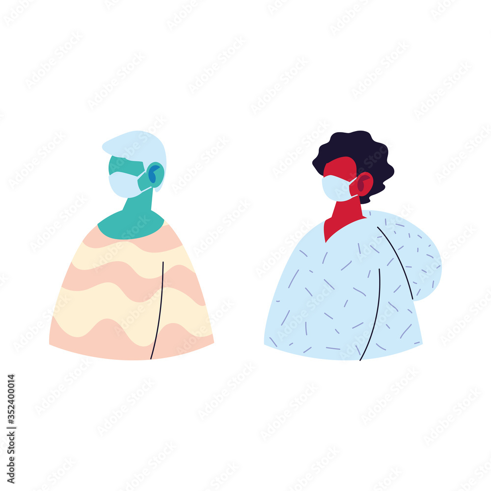 men avatars cartoons with masks vector design men avatars cartoons with masks vector design
