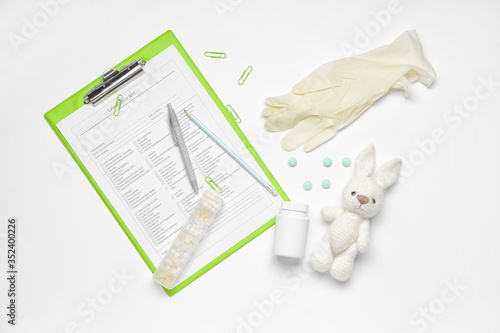Laboratory test form, glove...