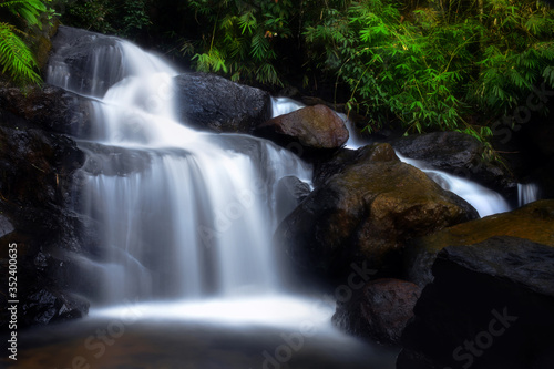 small waterfall in the Sri Lankan forest 