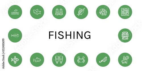 fishing icon set