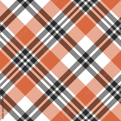 Orange plaid pattern. Seamless diagonal vector tartan check plaid for autumn and winter flannel shirt, scarf, blanket, throw, and other modern textile design.
