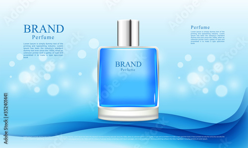 Abstract blue background and bokeh for perfume advertising illustration