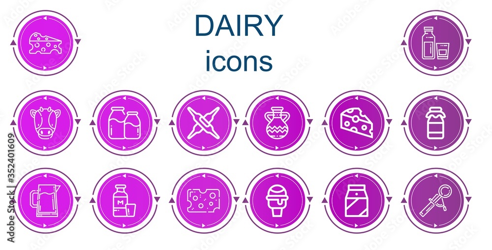 Editable 14 dairy icons for web and mobile Editable 14 dairy icons for web and mobile