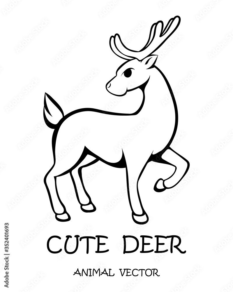 Vector illustration cartoon on a white background of a cute deer.