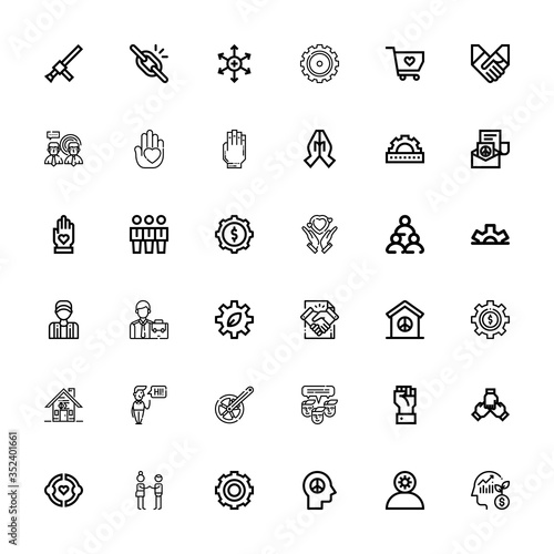 Editable 36 cooperation icons for web and mobile