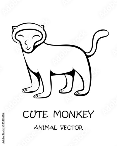 Vector illustration cartoon on a white background of a cute monkey.