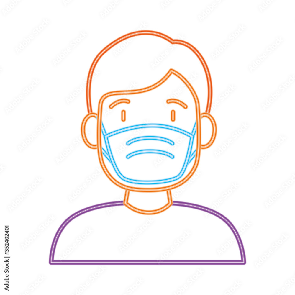 man using protective surgical mask for covid 19 prevention vector illustration design