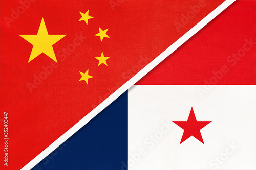Photography China or PRC and Panama, symbol of two national flags