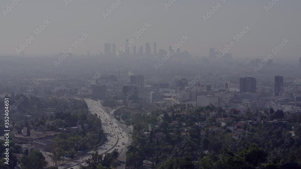 Los Angeles Skyline shot from Hollywood Hills on telephotolens Los Angeles Skyline shot from Hollywood Hills on telephotolens
