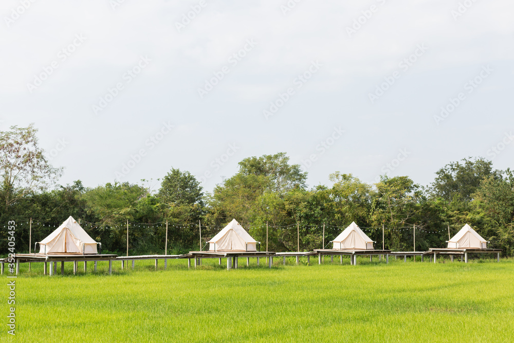 Travel relax Camping view at the Field in thailand