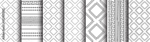 Set fasion black line on white backgraund with egypt motif Seamless pattern for fabric, print, wallpaper, packaging. Strocke trandy design.