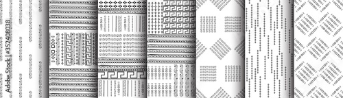 Set fasion black line on white backgraund with egypt motif Seamless pattern for fabric, print, wallpaper, packaging. Strocke trandy design.