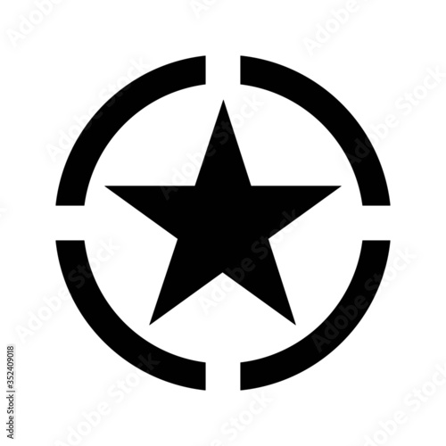Vector flat style illustration of five-pointed star American military logo  isolated on white background
