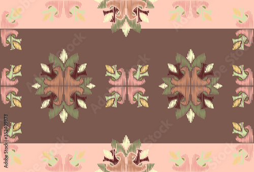 Colorful Ikat ornamentel seamless pattern for textile, wallpaper, card or wrapping paper photo