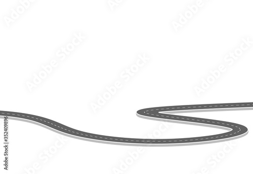 Roadway journey to the future. Asphalt street isolated on white background. Symbols Way to the goal of the end point. Path mean successful business planning Suitable for advertising and presentstation