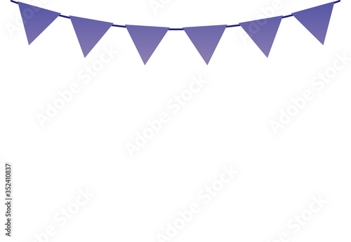 String of flag garland or bunting decoration, flat vector illustration isolated.