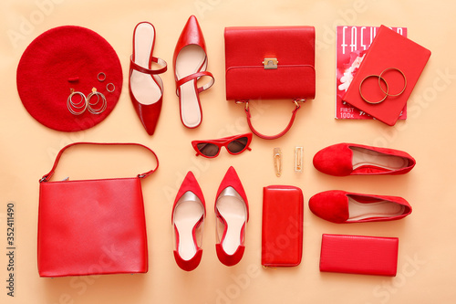 Female accessories on color...