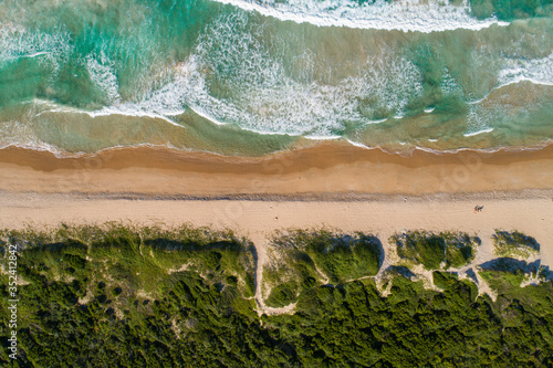 aerial zenithal photo of beach with blue-green sea