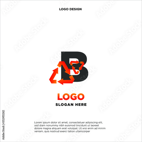 B recycle logo icon design template sign