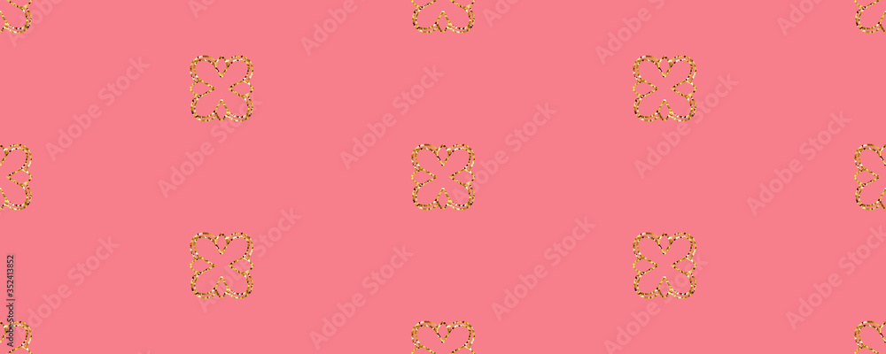 Flower damask gold glitter ornate seamless pattern. Vector surface design for fabric, apparel textile, book, interior, wallpaper background