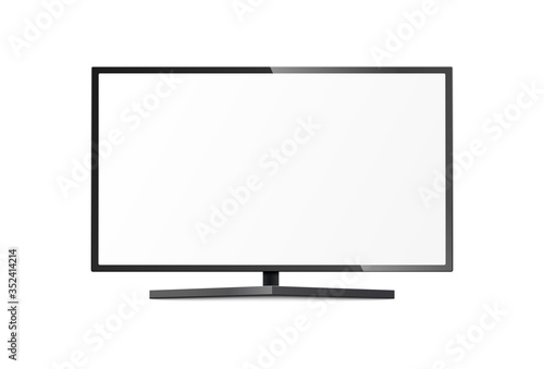Realistic black plasma TV mockup with blank white screen