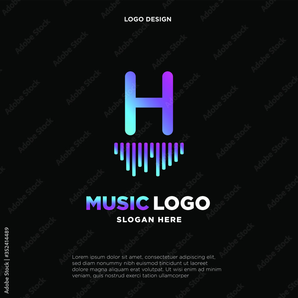 Fototapeta premium Music Letter logo template. Letter M. Vector Illustration. music logo design inspiration. music icon design template.