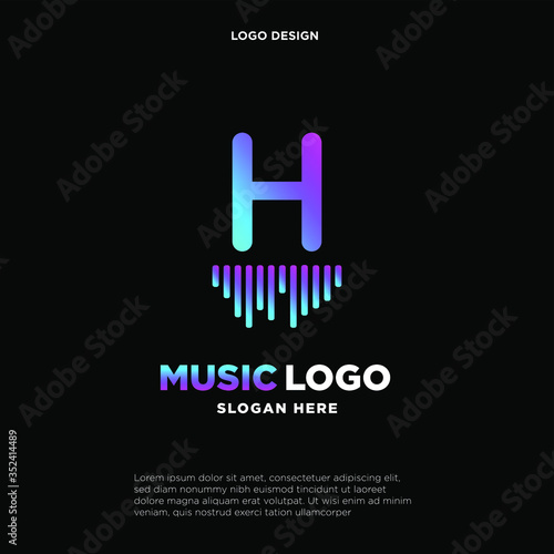 Music Letter logo template. Letter M. Vector Illustration. music logo design inspiration. music icon design template. © Fazdesign.id
