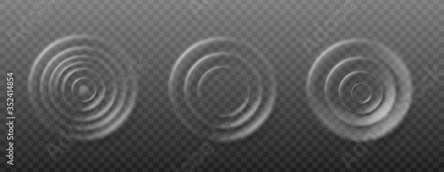 Realistic water ripple set isolated on transparent background