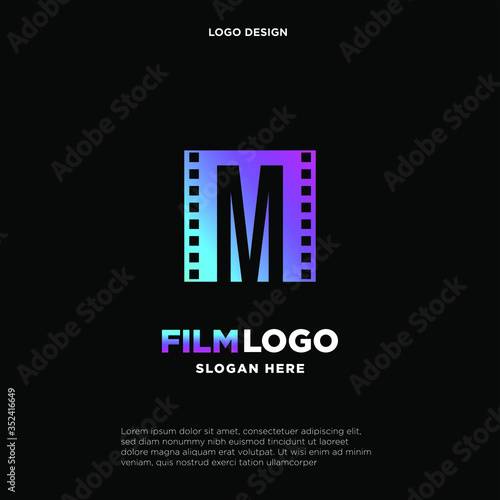 Letter M initial logo for Cinema film and videography design template