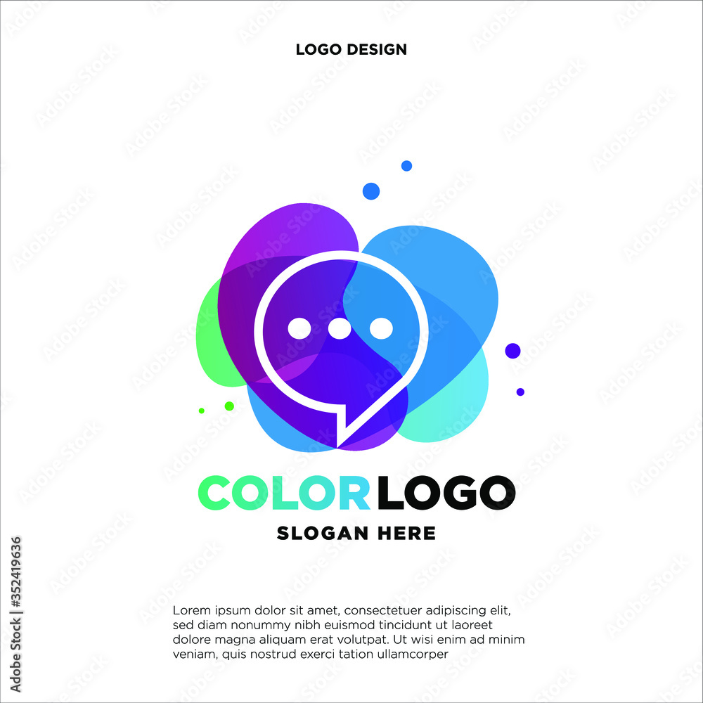 Obraz premium Abstract chat logo designs concept vector, Colorful social media logo designs