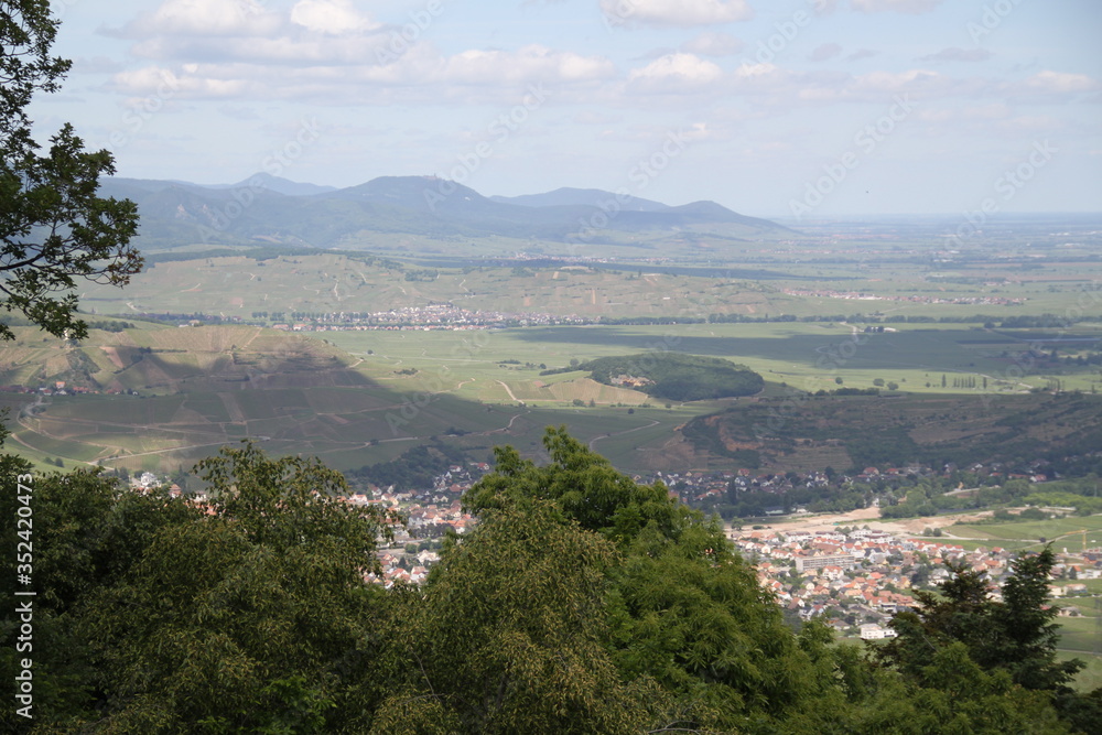 Panoramic view of the valley from a medieval castle