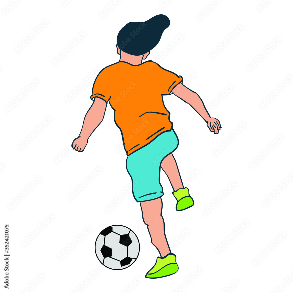 vector illustration boy playing soccer