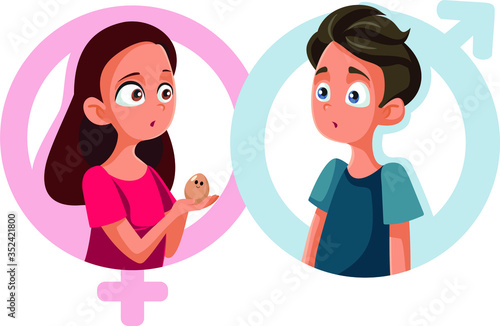 Boy and Girl in Health Education Class Vector Cartoon