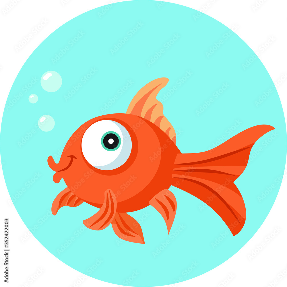 Funny Goldfish Vector Cartoon Illustration