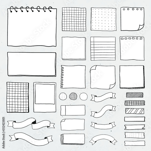 Blank reminder paper notes vector set