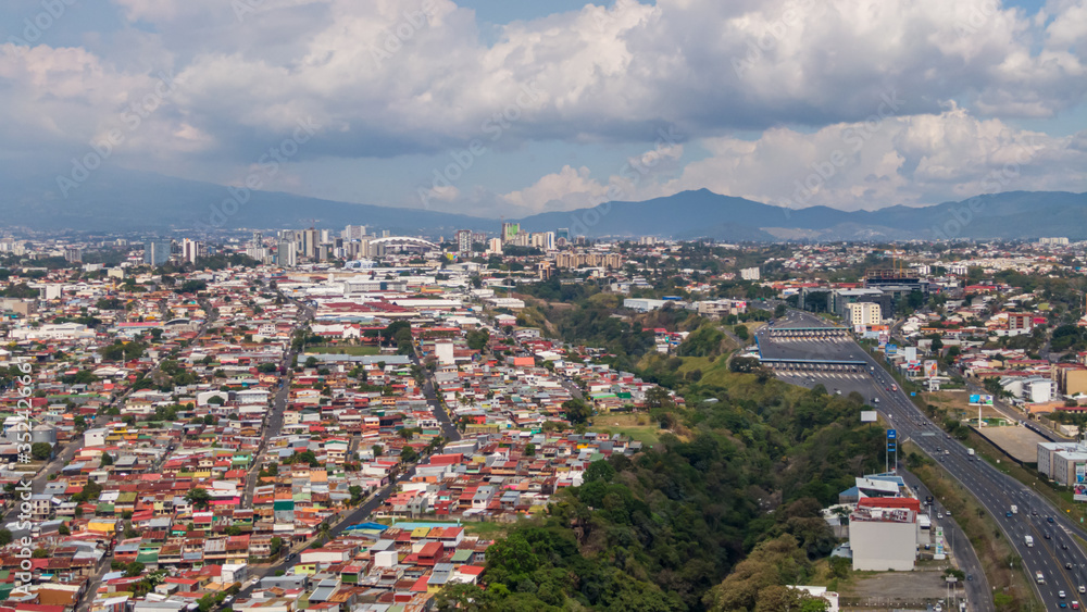 Fototapeta premium Beautiful aerial view of the city of San Jose Costa Rica 