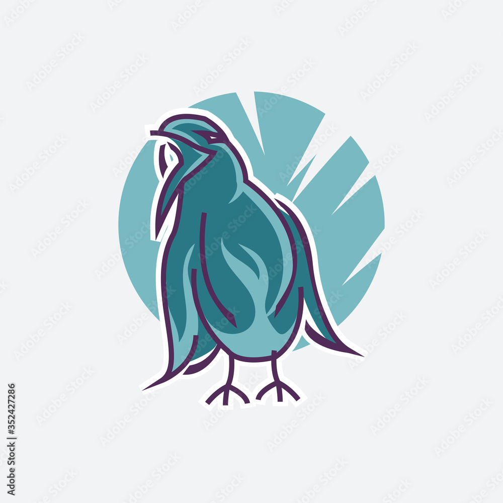Fototapeta premium Crowing bird logo vector illustration