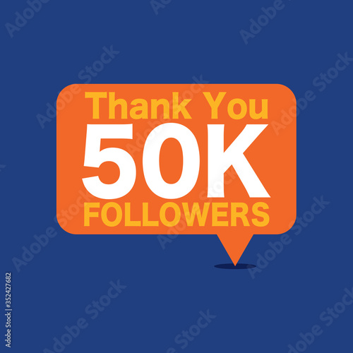 50k Followers Template for Celebrating in Online Social Media Networks Vector Illustration.