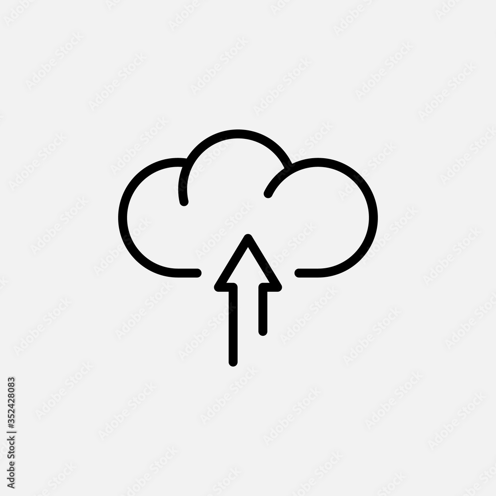 Download line icon. Upload and database, transfer symbol. Cloud storage logo. Outline design editable stroke. For yuor design. Stock - Vector illustration. Download line icon. Upload and database, transfer symbol. Cloud storage logo. Outline design editable stroke. For yuor design. Stock - Vector illustration.