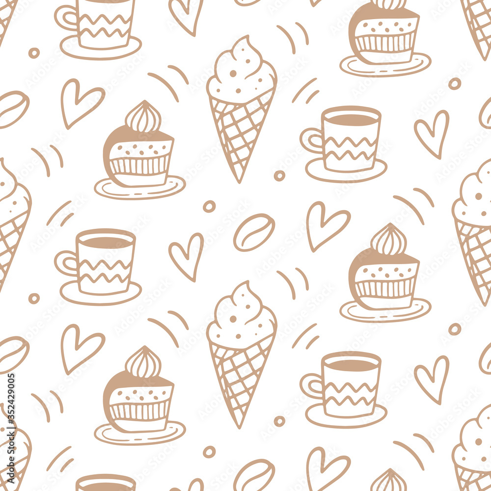 Pastry, sweet bakery seamless pattern with baked goods Pastry, sweet bakery seamless pattern with baked goods