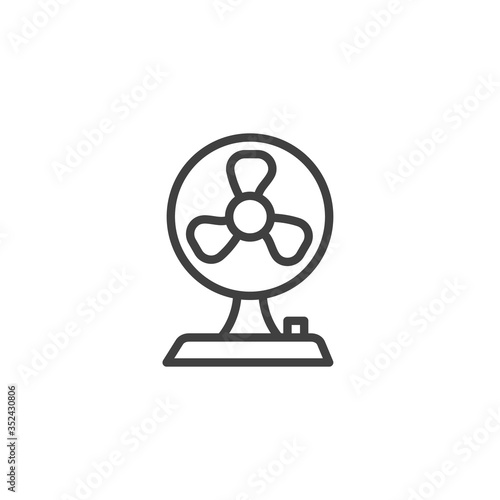 Ventilator, fan line icon. Air cooling linear style sign for mobile concept and web design. Table Fan outline vector icon. Symbol, logo illustration. Vector graphics