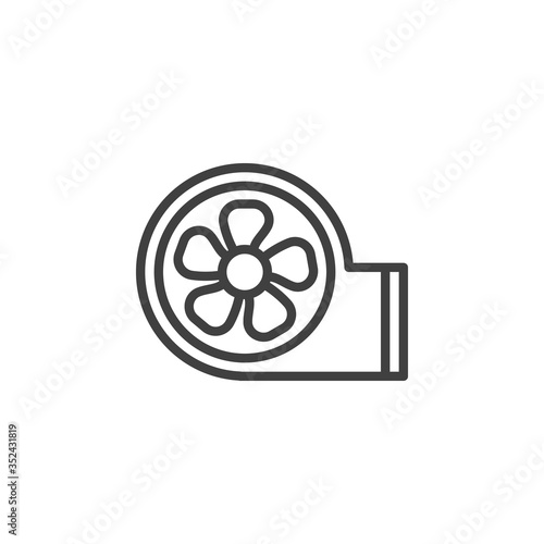 Industrial fan line icon. linear style sign for mobile concept and web design. Exhaust fan outline vector icon. Symbol, logo illustration. Vector graphics