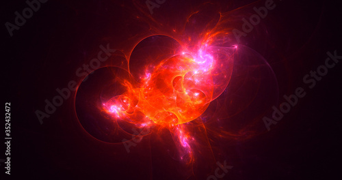 3D rendering abstract red fractal light background