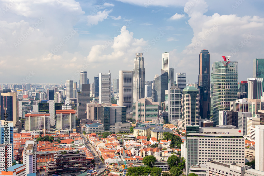 Business building and financial district at Singapore City