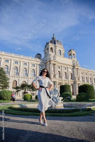 woman in dress near a building in Vienna