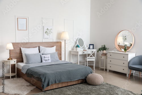 Stylish interior of bedroom...