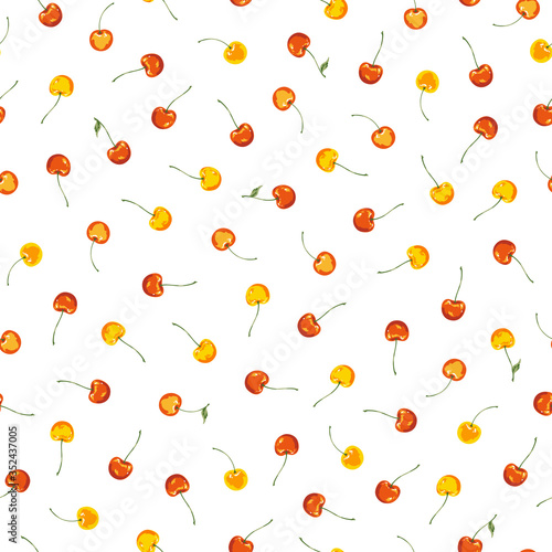 Seamless vector pattern of a pretty cherry, © daicokuebisu