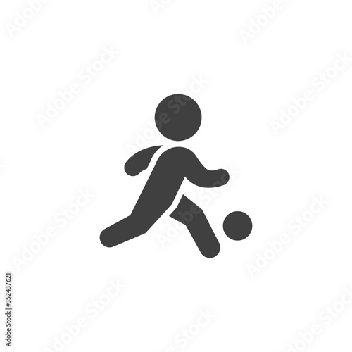 Football player vector icon. filled flat sign for mobile concept and web design. Man playing soccer game glyph icon. Symbol, logo illustration. Vector graphics