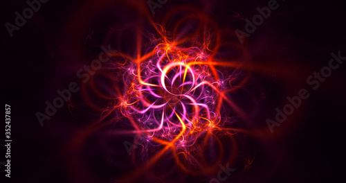 3D rendering abstract red fractal light background