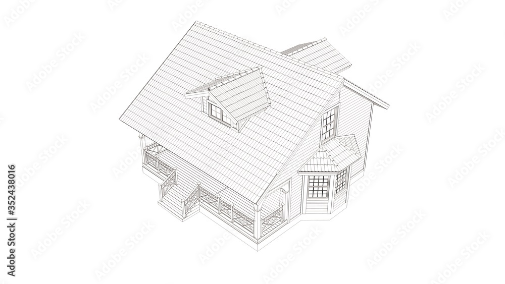 3d toon render of a modern frame building - detailed concept of construction. 3D illustration of the modern house with construction site. 3d toon render of a modern frame building - detailed concept of construction. 3D illustration of the modern house with construction site.